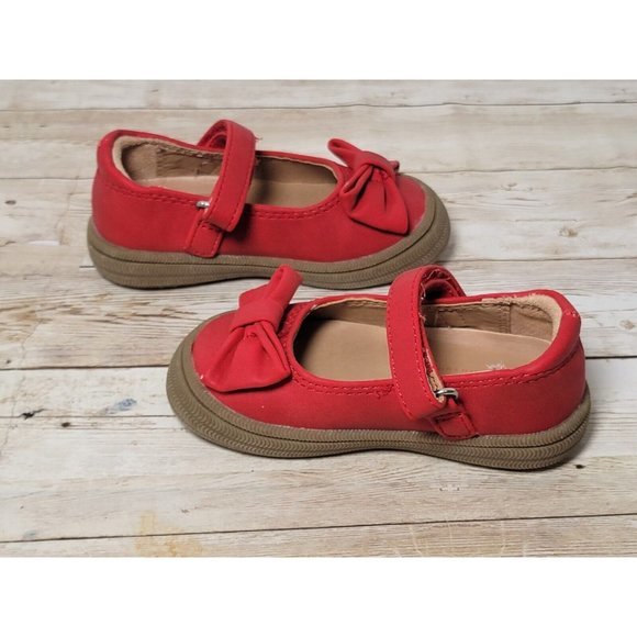 Cat & Jack Shoes‎ Infant Red Mary Jane Shoe With Bow Size 4 Dress Casual - Picture 8 of 8